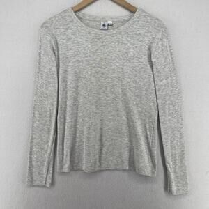 PETIT BATEAU Top Womens M Iconic Cotton Long Sleeve Jersey Crewneck Gray